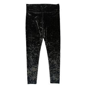 PINK Victoria’s Secret Ultimate Leggings Black Stretch Velvet Womens Size Medium